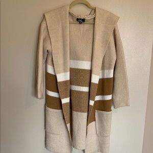 Women's Cream and Brown Striped Sweater